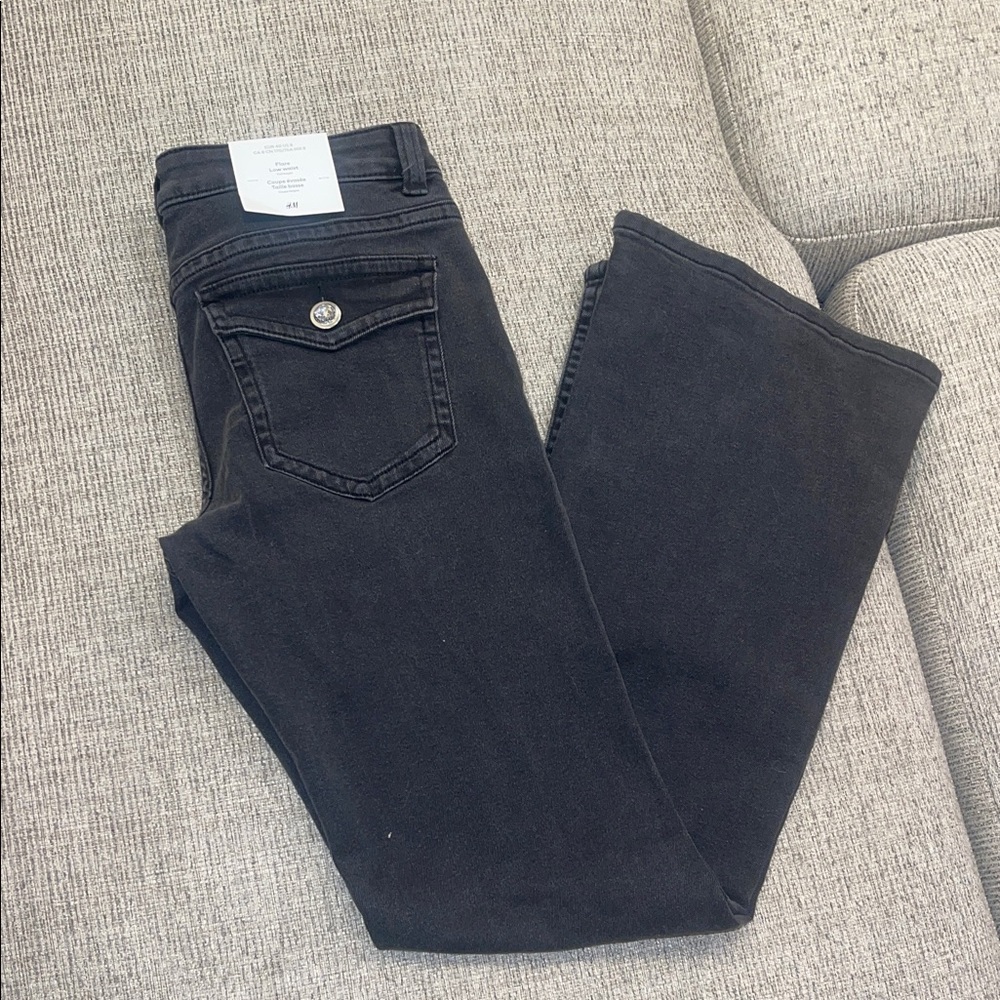 H&M Flare Low Waist Black Jeans
